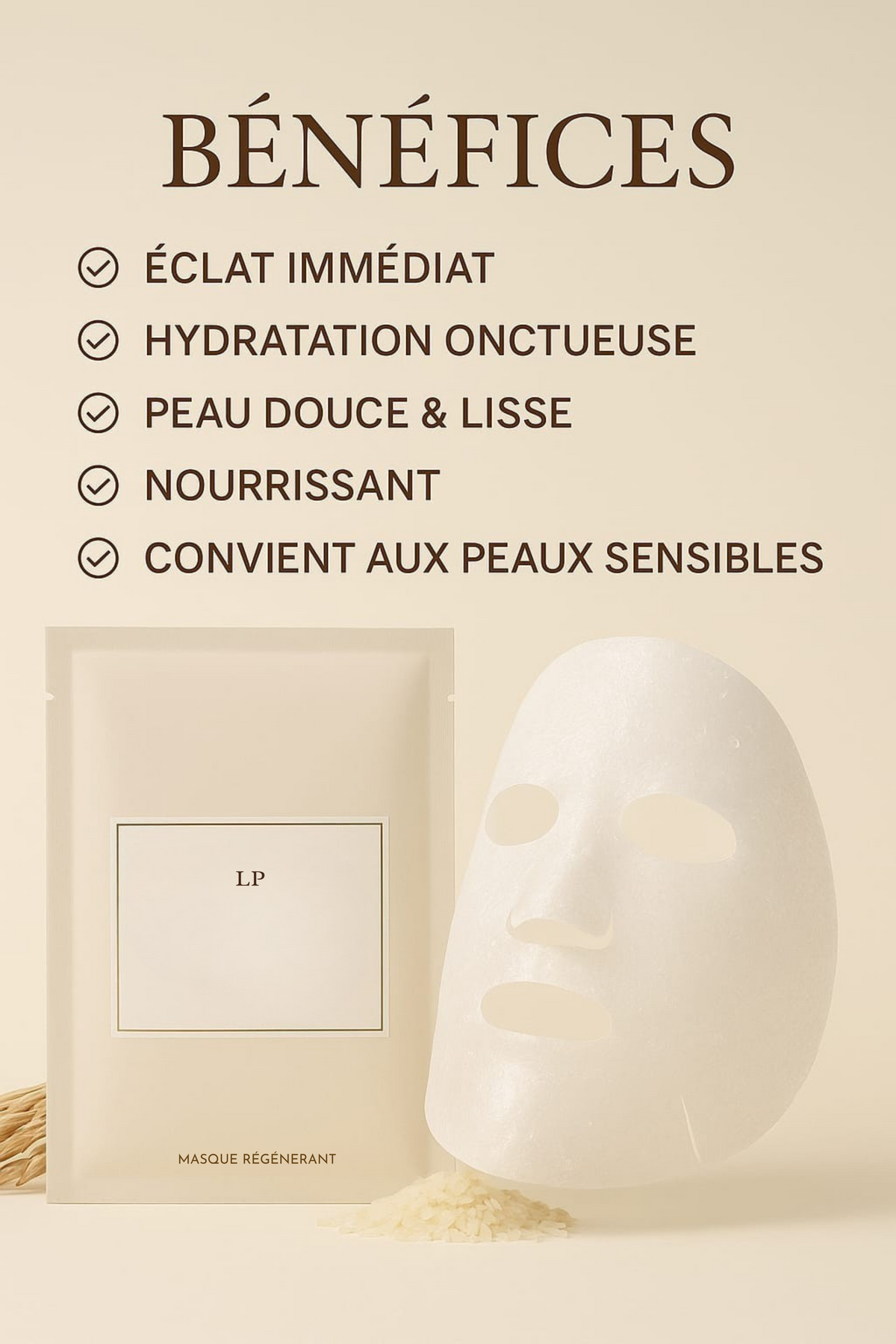 Masque feuille riz lacté au venin d'abeille