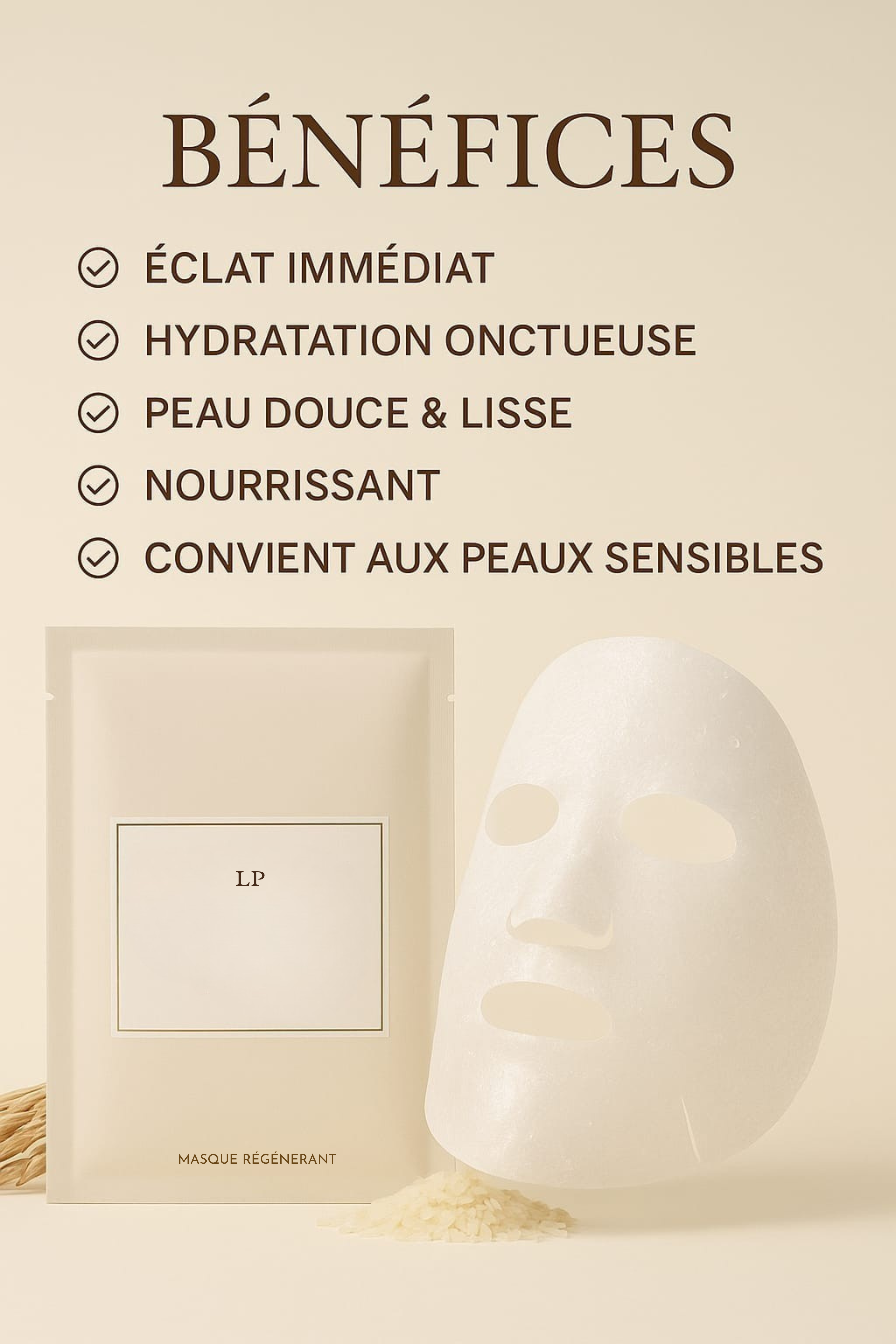 Masque feuille riz lacté au venin d'abeille